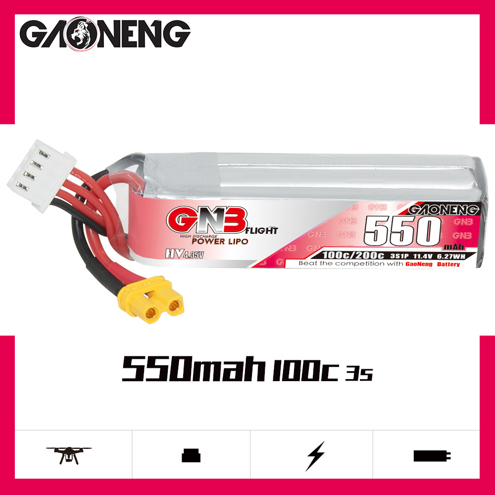 GNB HV 11.4V 550mAh 100C/200C  - Fpv Drone Battery reseña y precio