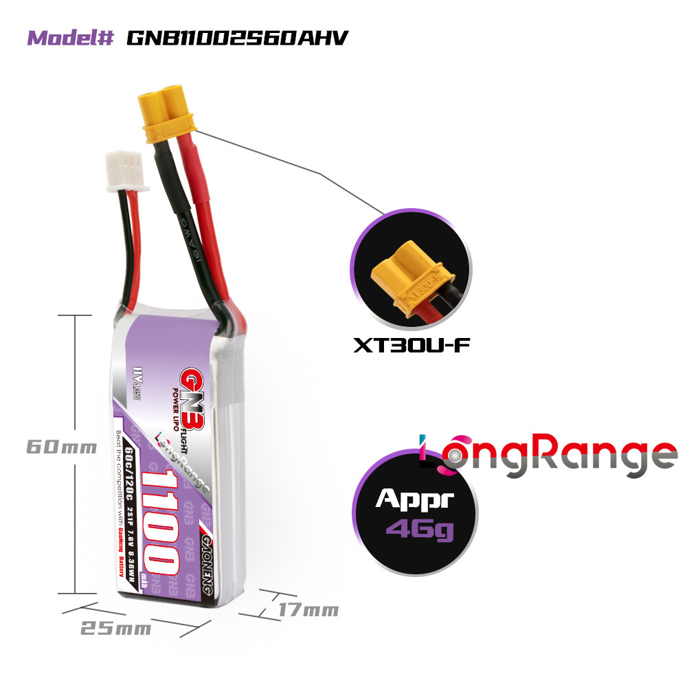 GNB 1100mAh 2S 3S 4S 6S 60C/12 - Fpv Drone Battery reseña y precio