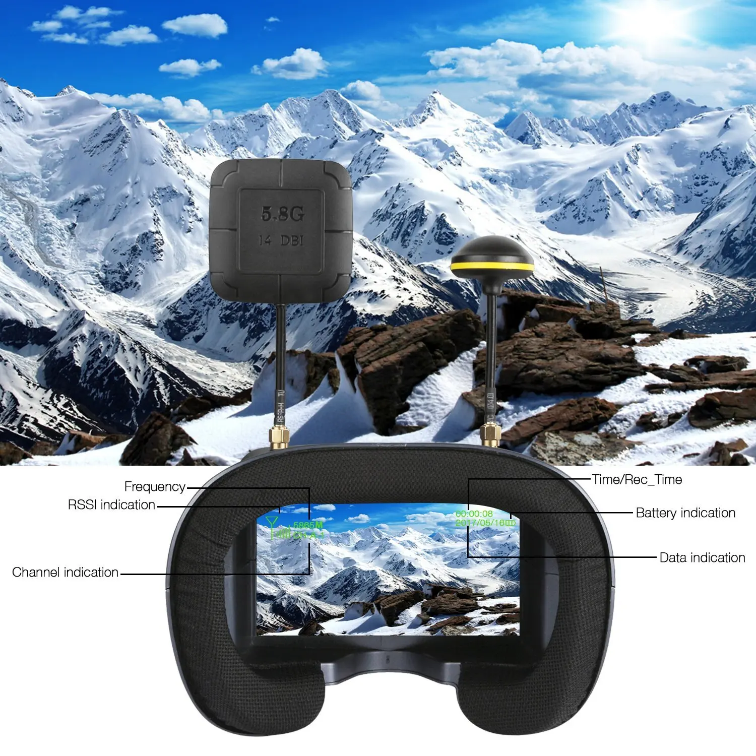 5.8G 40CH 4.3 Inch 800*480 Vid - Fpv Drone Goggles reseña y precio