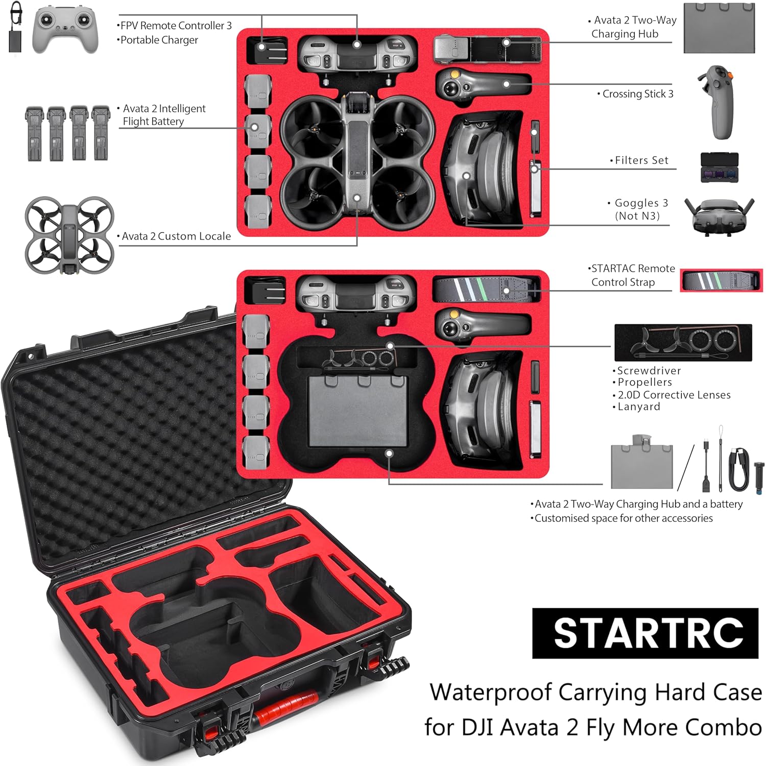 Avata 2 Case,Waterproof Carryi - Fpv Drone Goggles reseña y precio